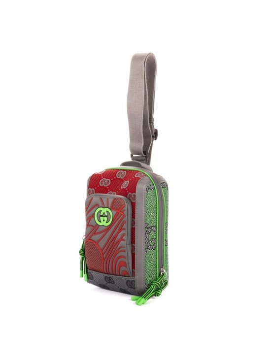 Gucci Two Way Jersey GG Backpack Green Red Gray Nylon main image 7